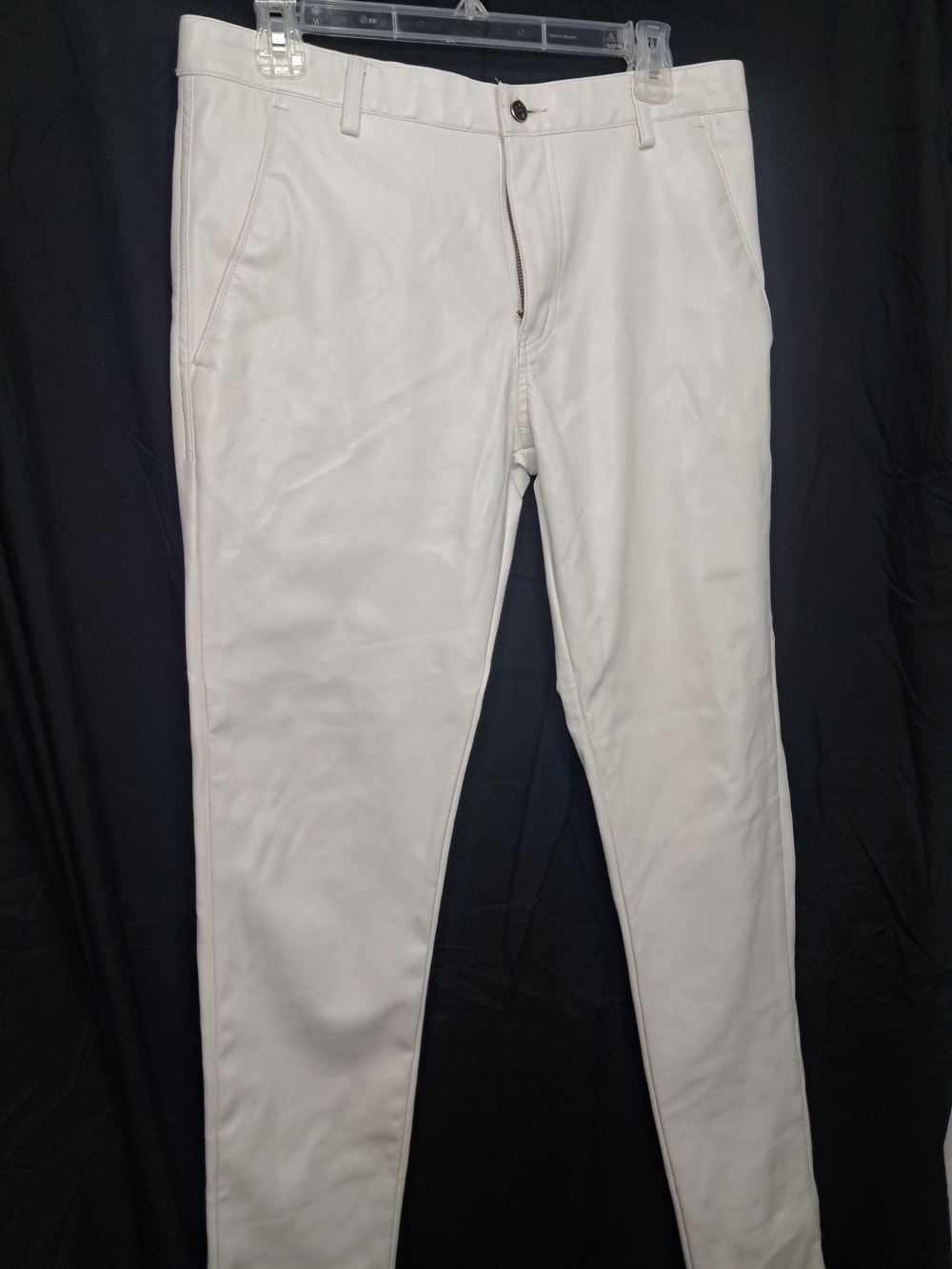 Women's Faux Leather White Pants  - Sleek Everyday Style